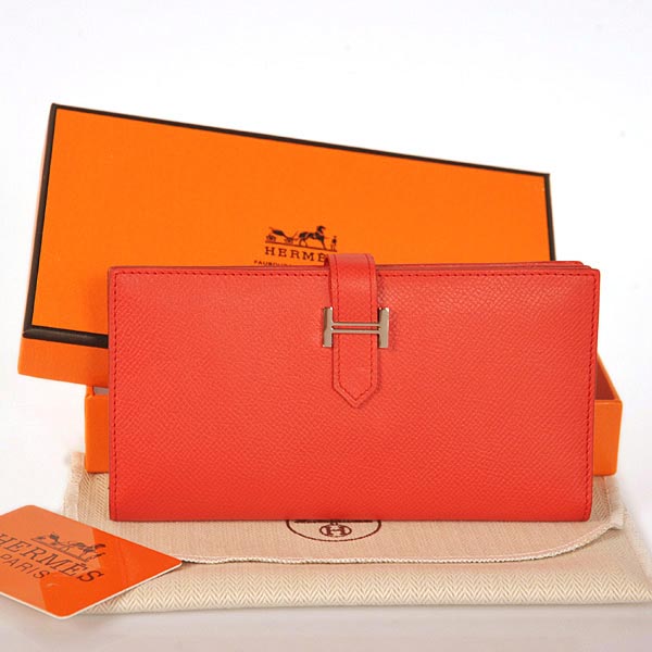 208 Hermes 2 snodata portafoglio in pelle originale in Flame